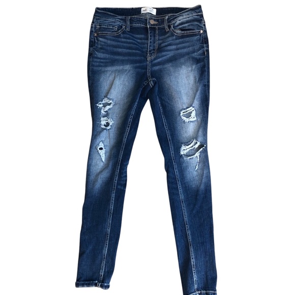 BKE Payton Universal Mid Rise Women's Distressed Dark Blue Skinny Jeans size 30 - Picture 1 of 6